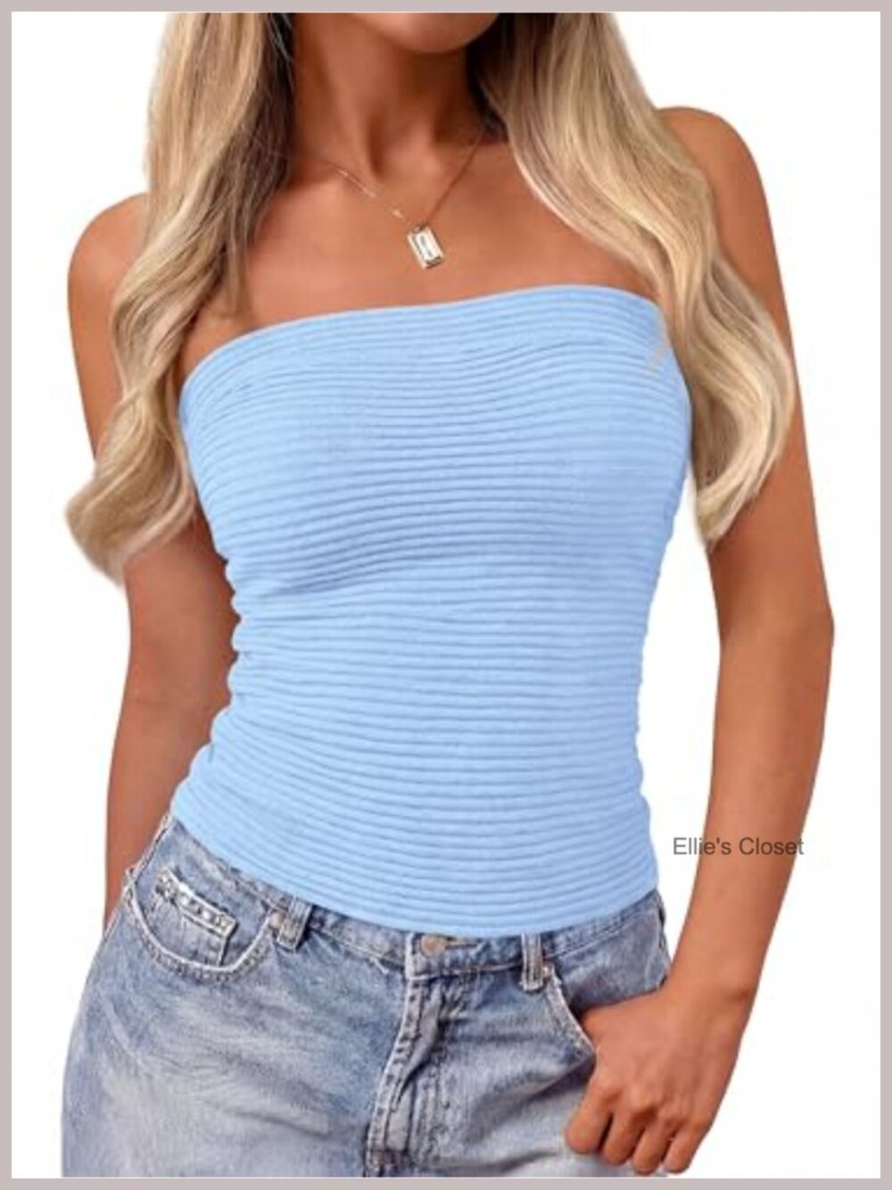 Women's Strapless Ribbed Knit Tube Top Y2K Bandeau